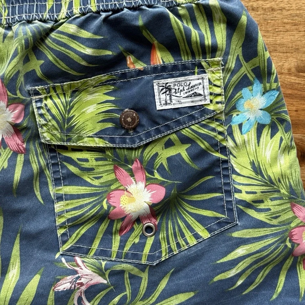 Polo Ralph Lauren Mens Traveler Swim Shorts Tropical Floral Pattern Size Medium